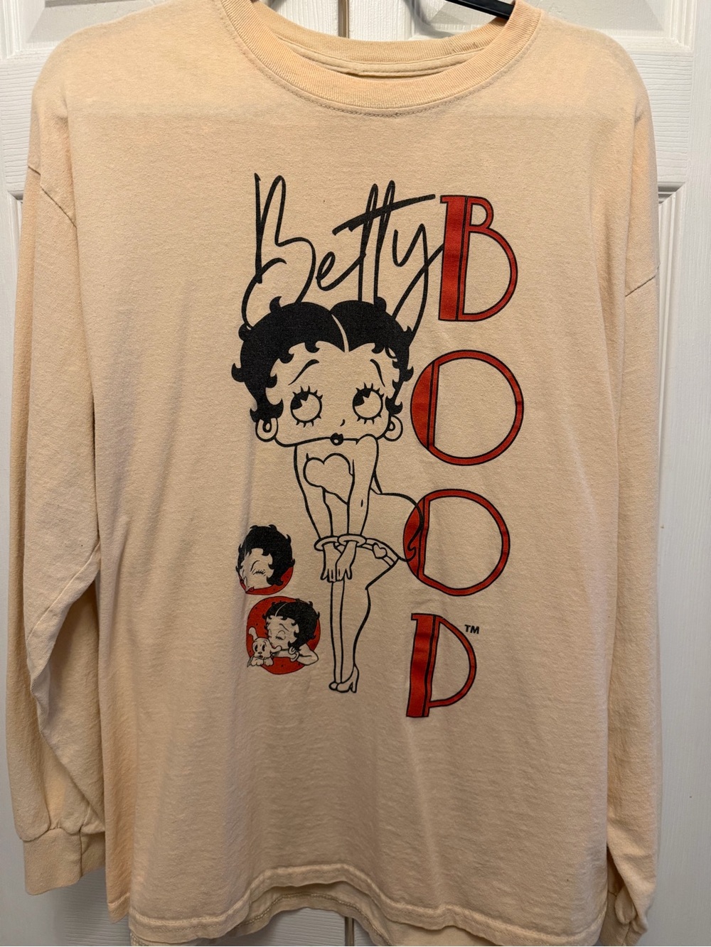 Betty Boop Logo Long Sleeve Tee - Cream & Black